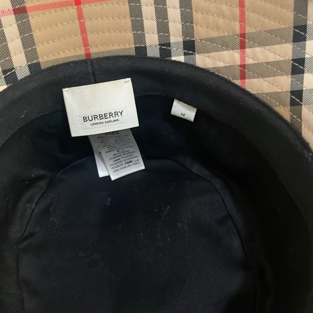 Burberry Beige Checkered Bucket Hat - Picture 3 of 3